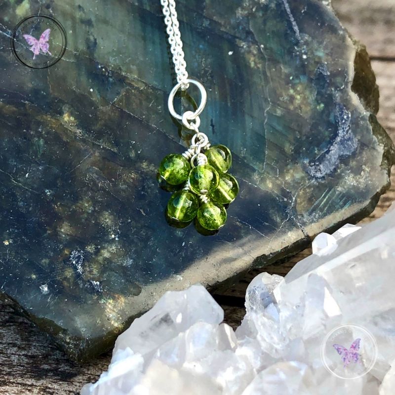 Peridot Cluster August Birthstone Necklace